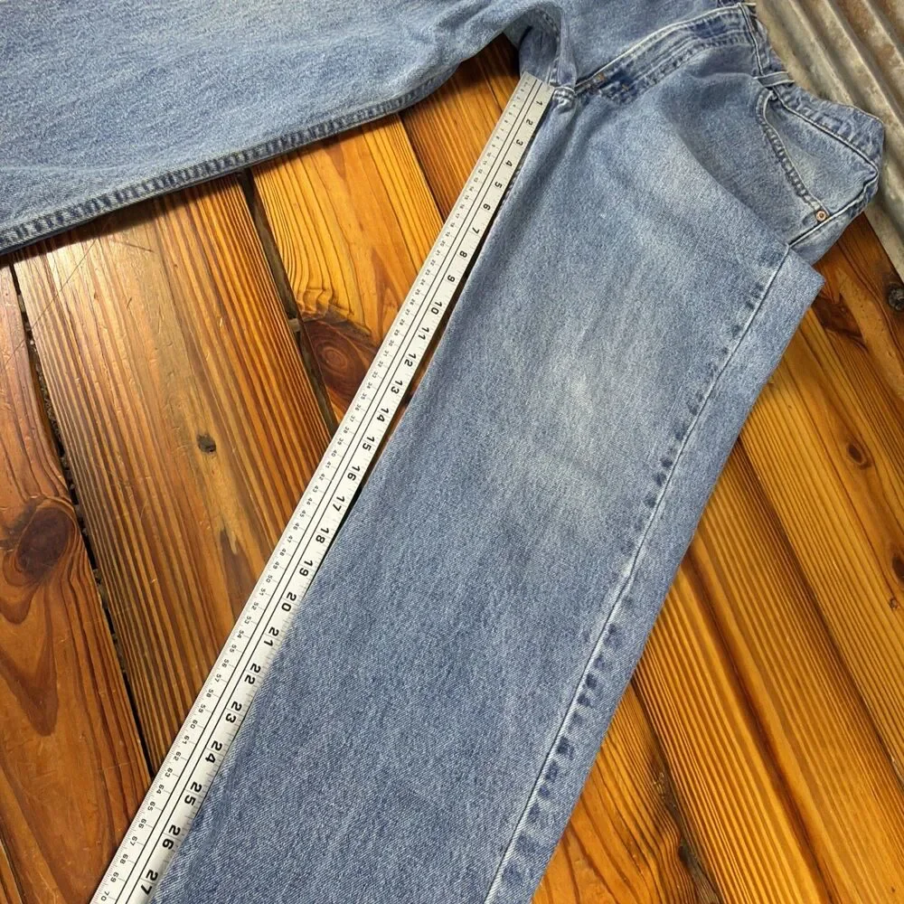 Vintage 1991 Levi's 505 Denim Jeans Men's Size 36x30 Black Bat Wing Made in USA